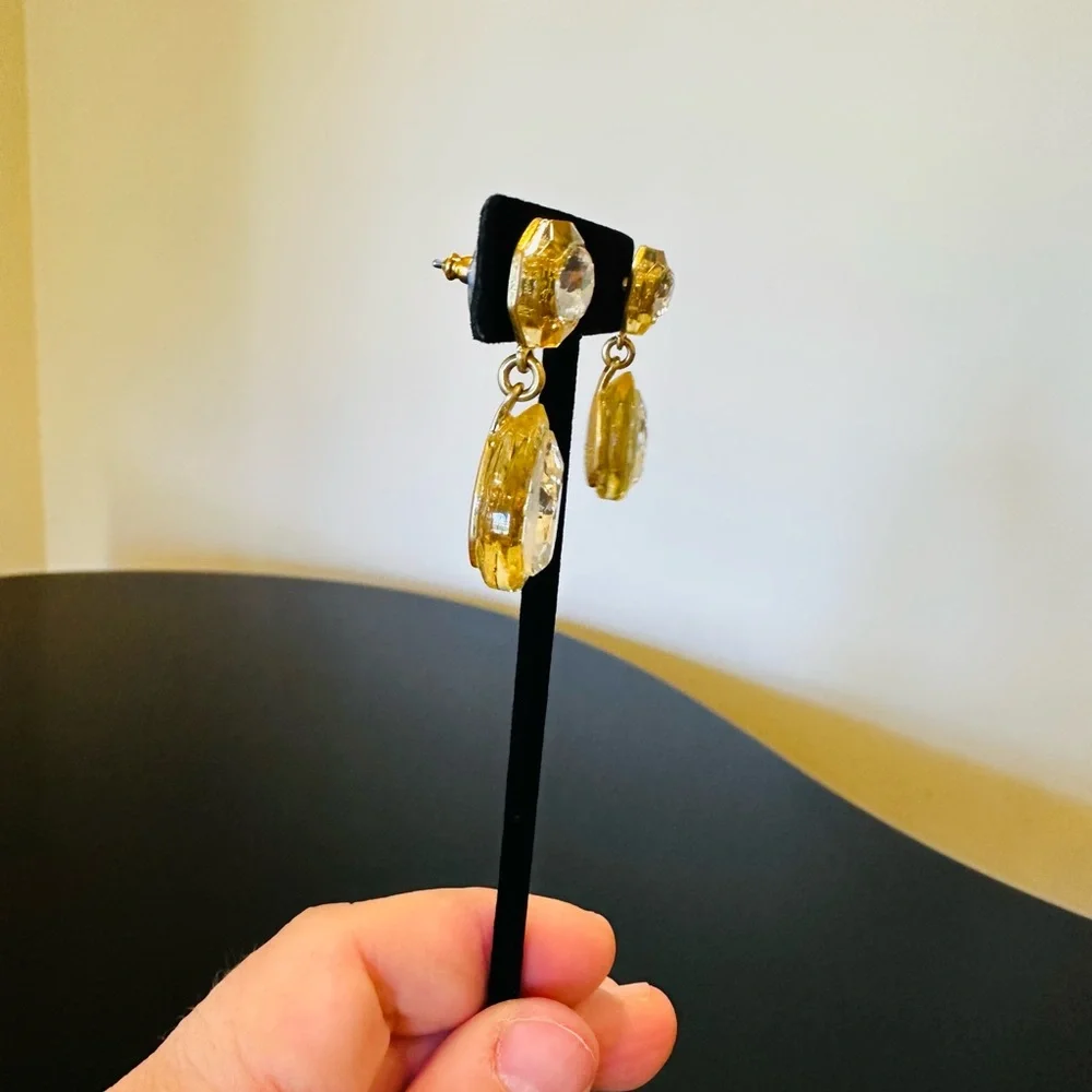 NWT Luxe Party Minimalist J. Crew Crystal Pear-shaped drop statement earrings - Picture 9 of 17